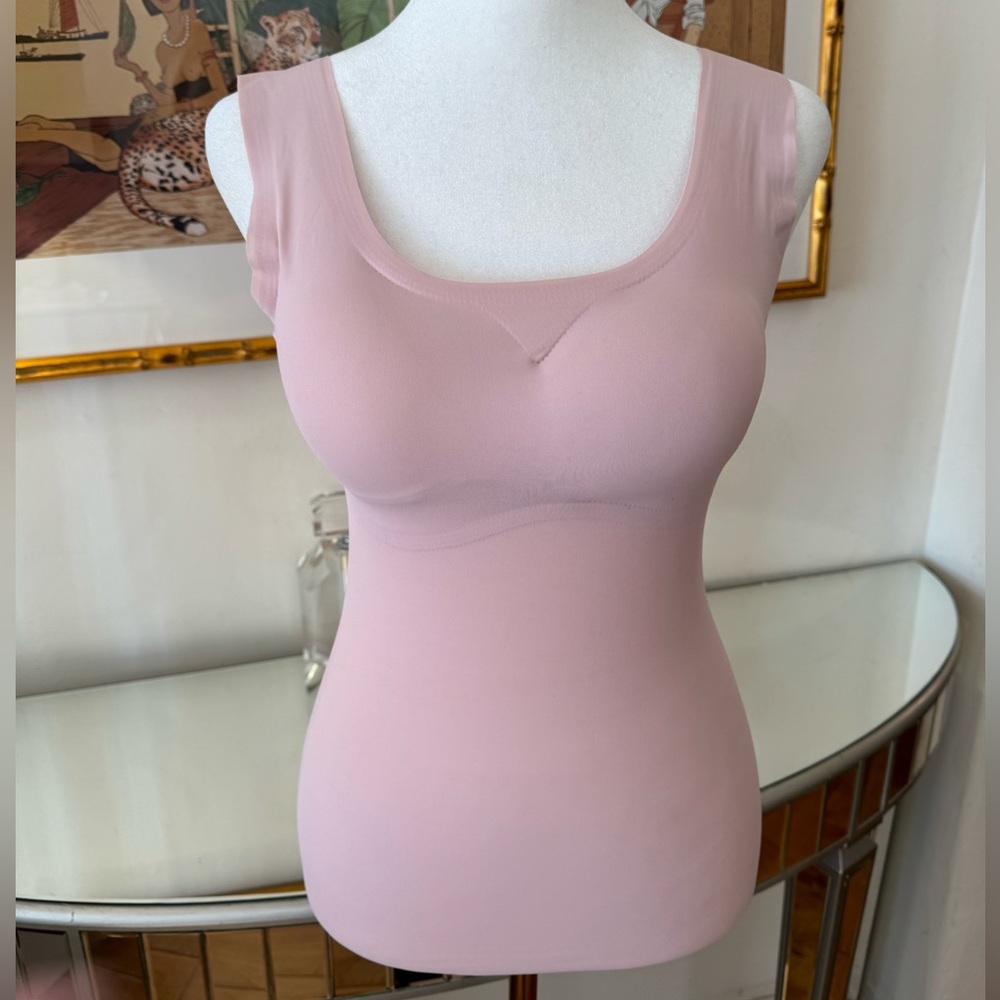 SOFT PINK STRETCH TANK TOP WITH BUILT IN BRA. Never worn. Size Small
